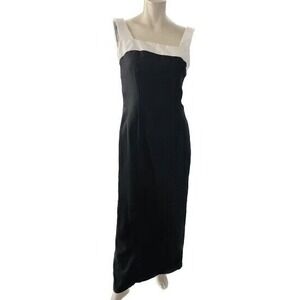 Jordan Womens Dress‎ 7/8 Long Black White Sheath Dark Romantic Maxi USA Vintage